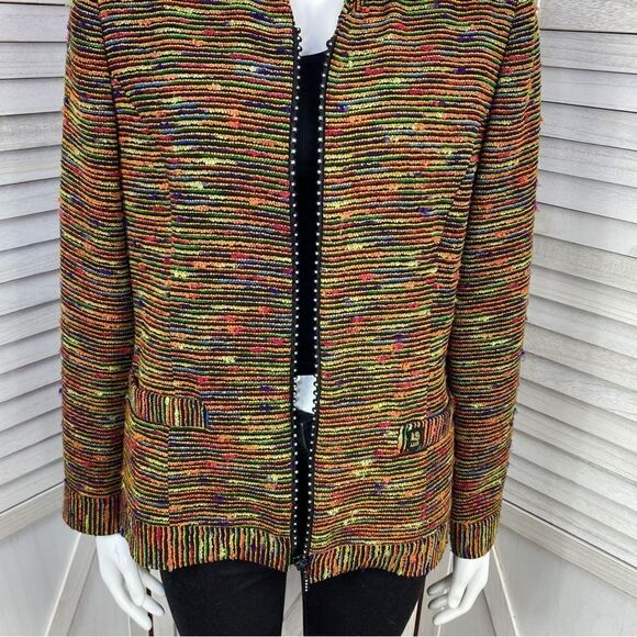 Lee Dong Soo Space Dye Chenille Full Zip Blazer Jacket Yellow Multi Large - Picture 8 of 16